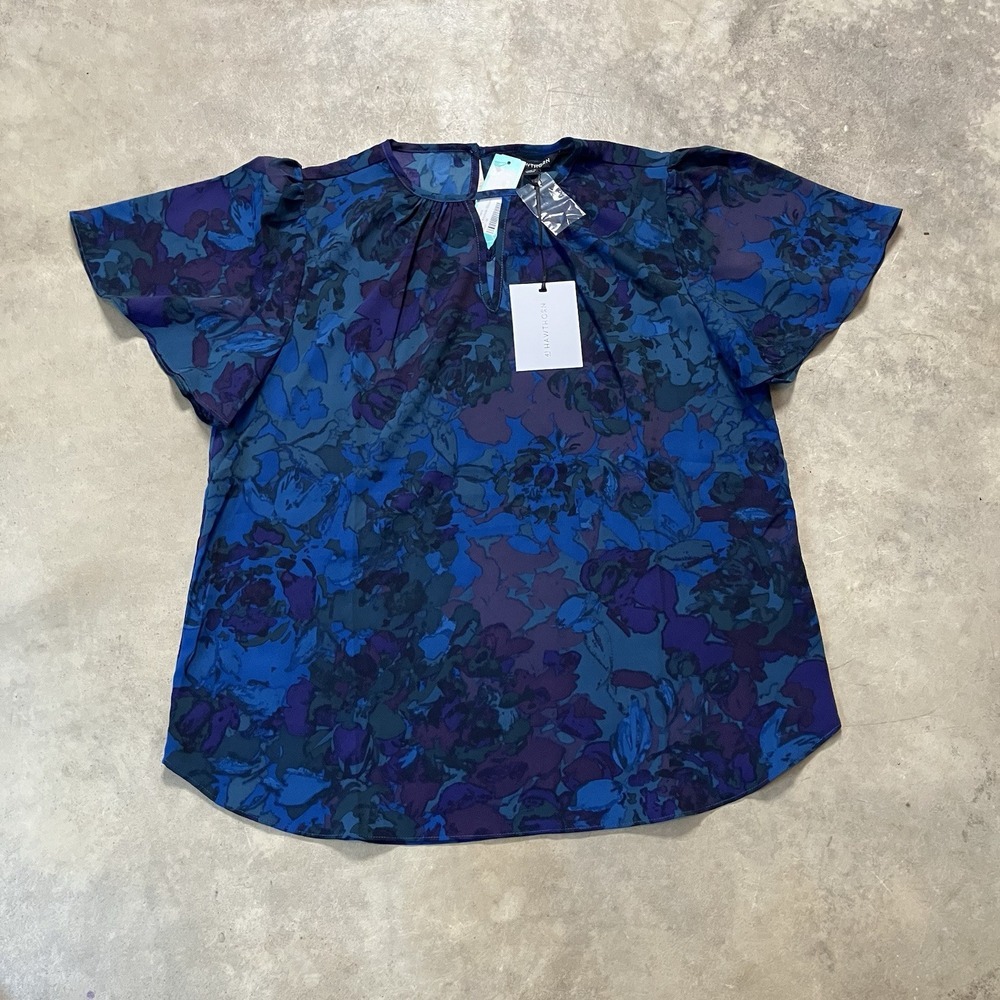 41 Hawthorn Shirt Womens Size Medium Blue Betsy Keyhole Blouse Sug WGW 10008